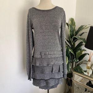 BCBG Silver Chrome long sleeve dress Size S